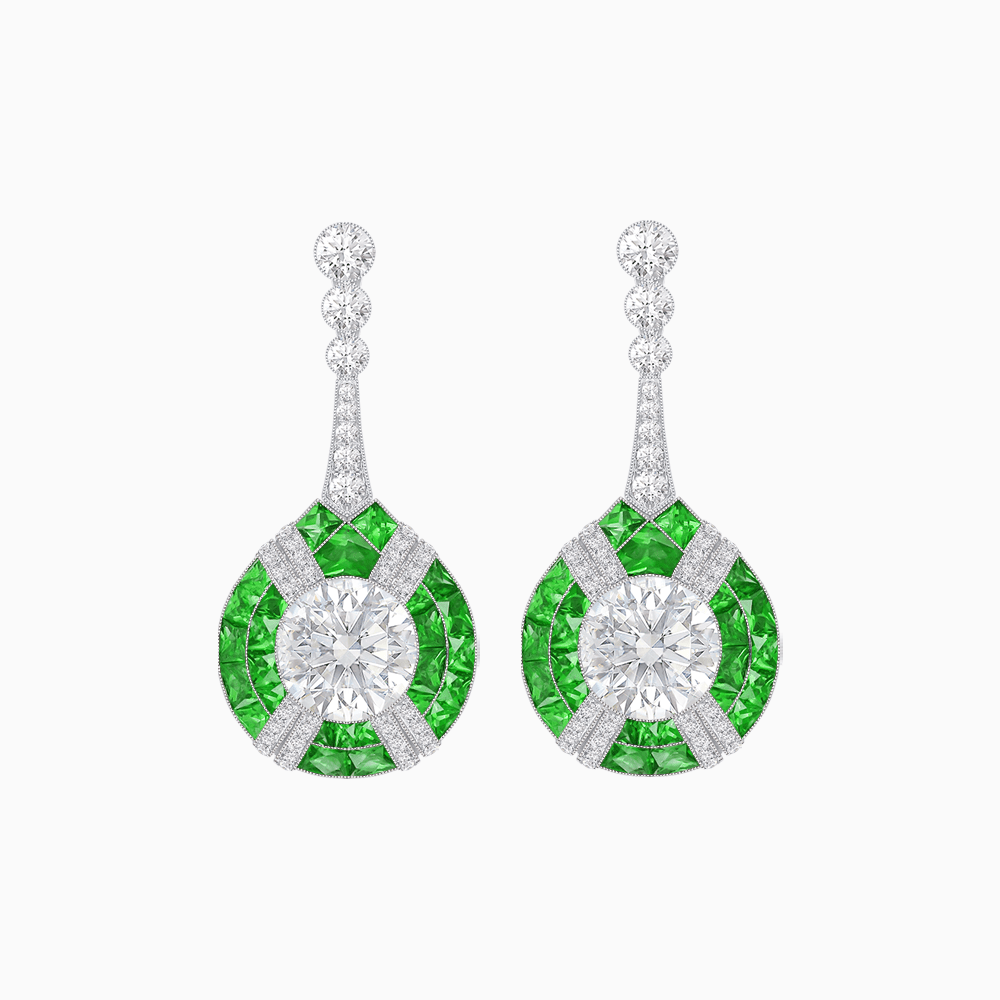 Art Deco Style Diamond & Gemstone Drop Earring Mountings - Shahin Jewelry