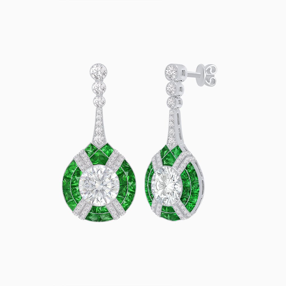 Art Deco Style Diamond & Gemstone Drop Earring Mountings - Shahin Jewelry
