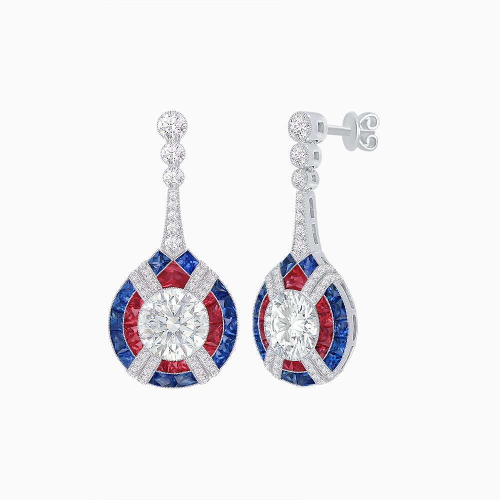 Art Deco Style Diamond & Gemstone Drop Earring Mountings - Shahin Jewelry