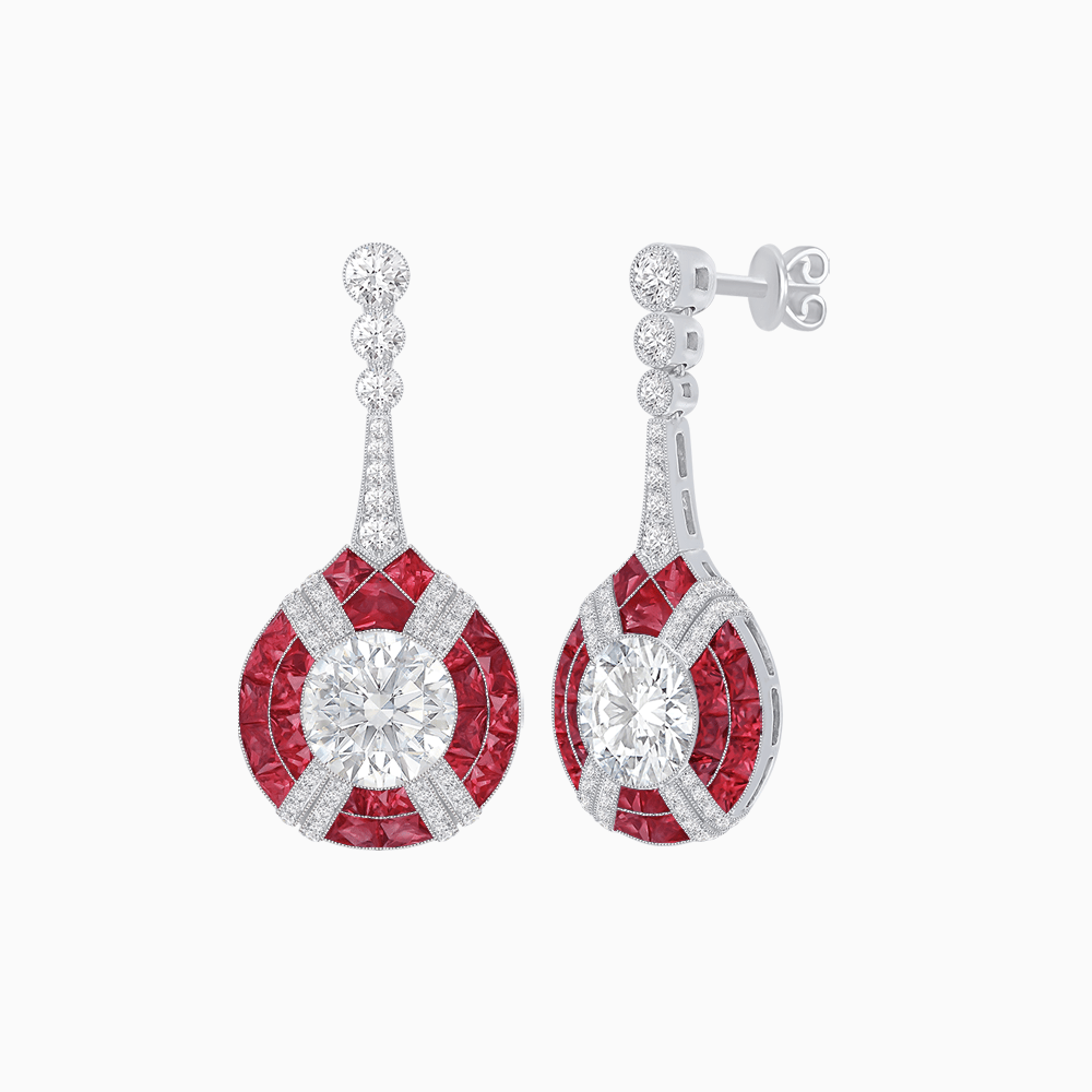 Art Deco Style Diamond & Gemstone Drop Earring Mountings - Shahin Jewelry