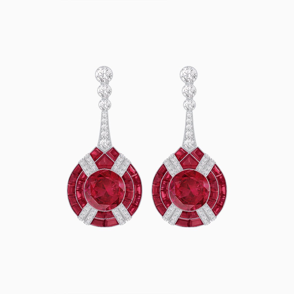 Art Deco Style Diamond & Gemstone Drop Earring Mountings - Shahin Jewelry