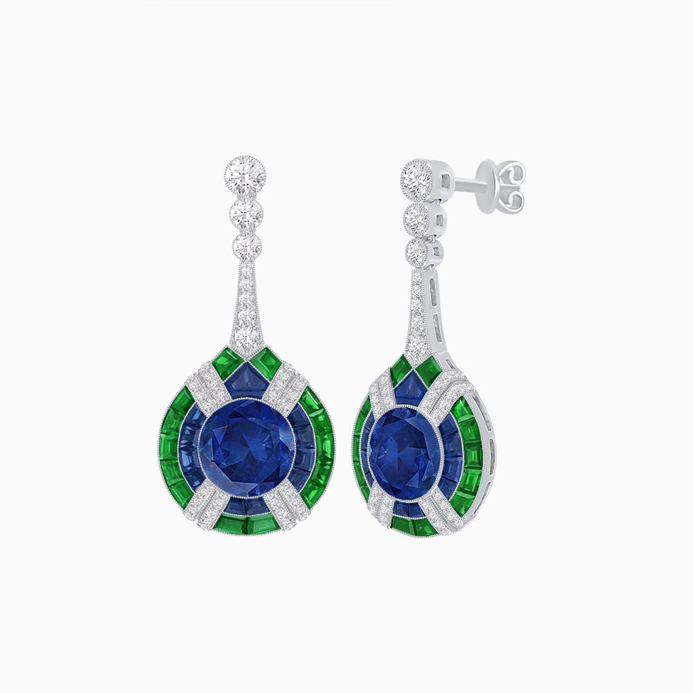 Art Deco Style Diamond & Gemstone Drop Earring Mountings - Shahin Jewelry