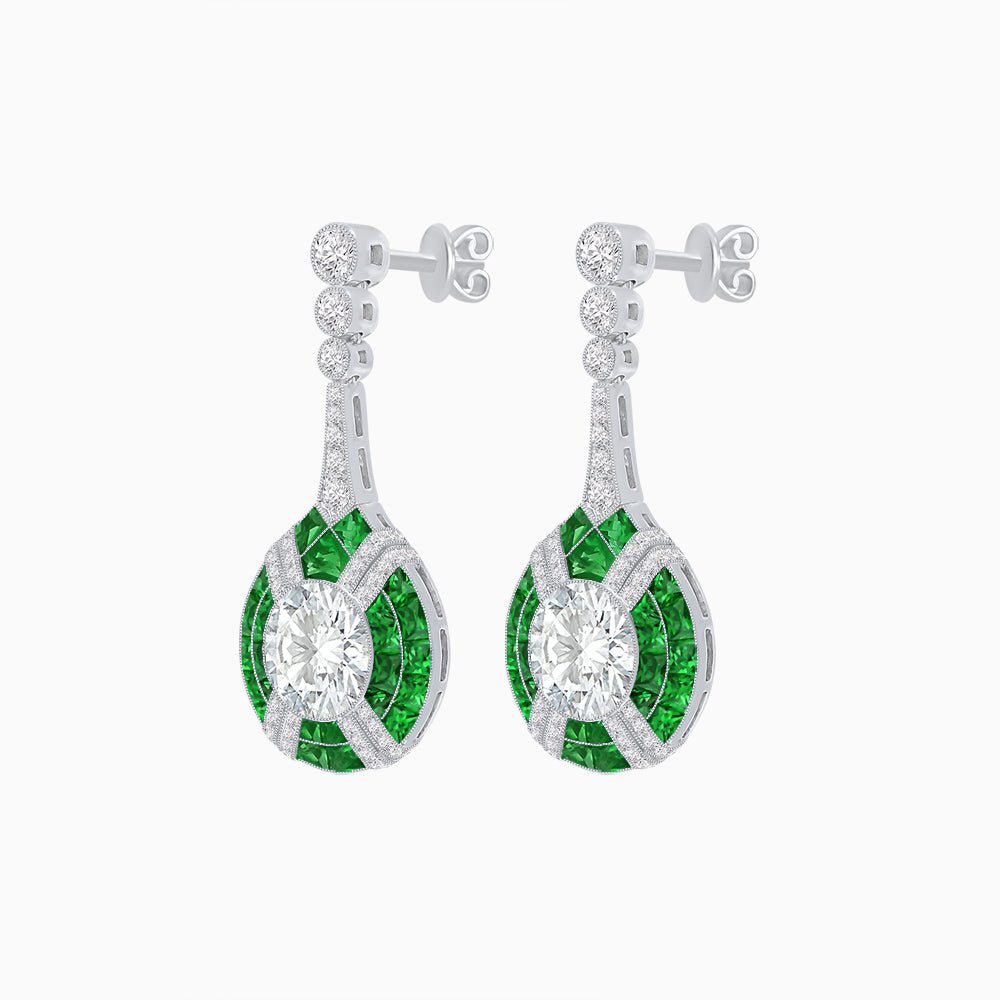 Art Deco Style Diamond & Gemstone Drop Earring Mountings - Shahin Jewelry