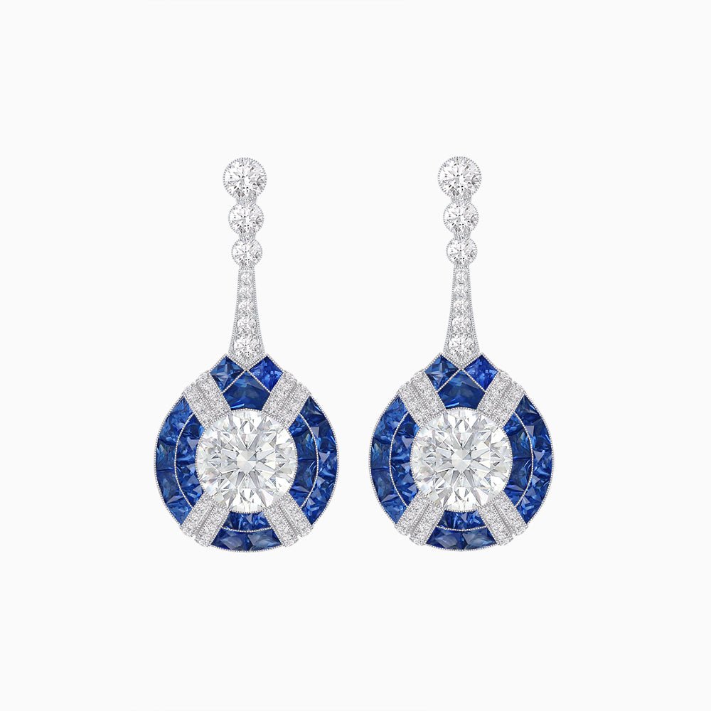 Art Deco Style Diamond & Gemstone Drop Earring Mountings - Shahin Jewelry
