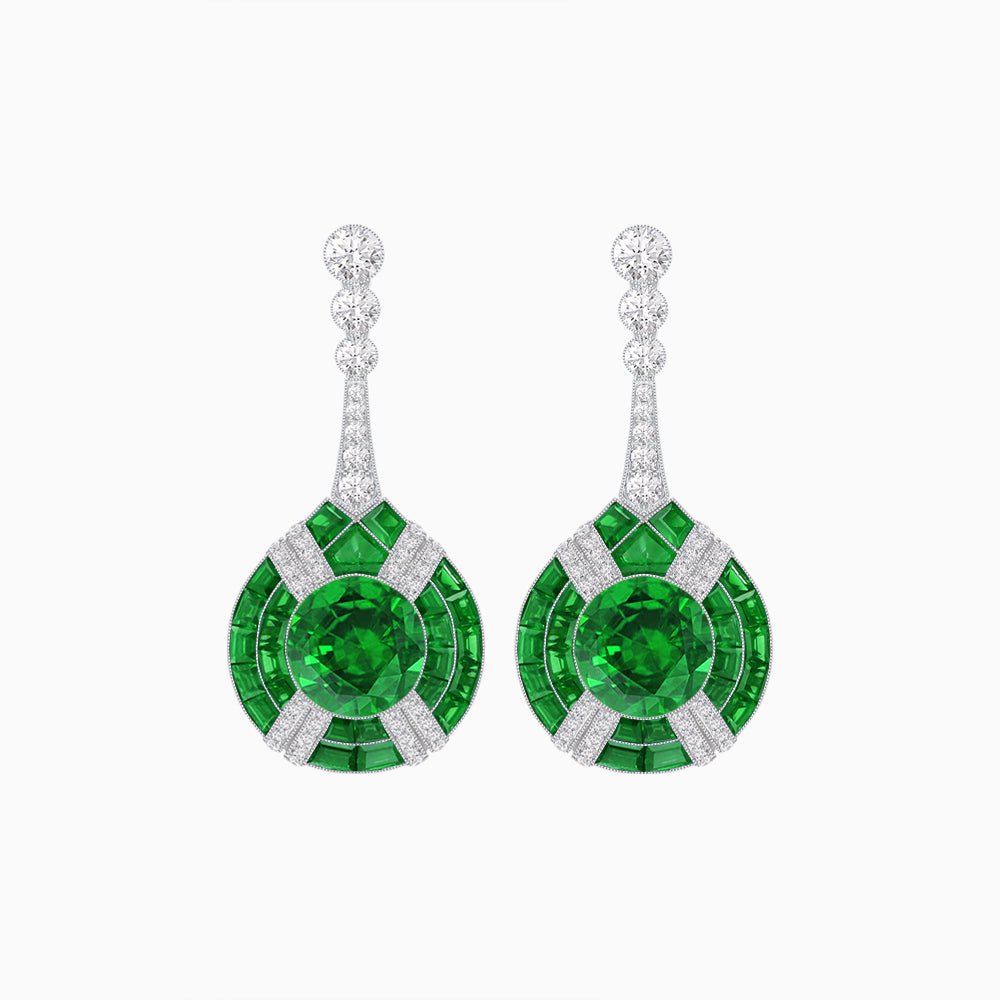 Art Deco Style Diamond & Gemstone Drop Earring Mountings - Shahin Jewelry