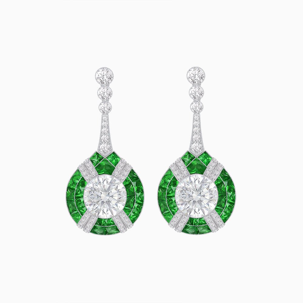 Art Deco Style Diamond & Gemstone Drop Earring Mountings - Shahin Jewelry