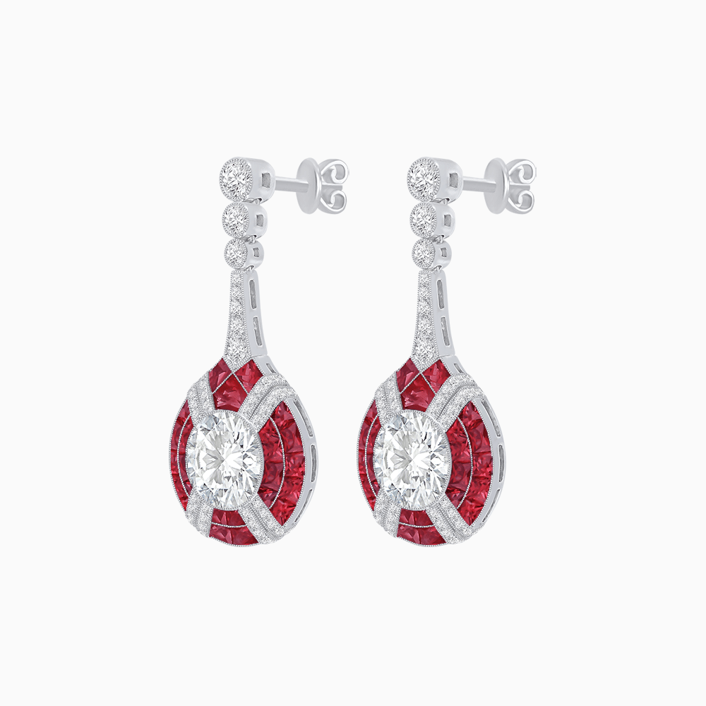 Art Deco Style Diamond & Gemstone Drop Earring Mountings - Shahin Jewelry