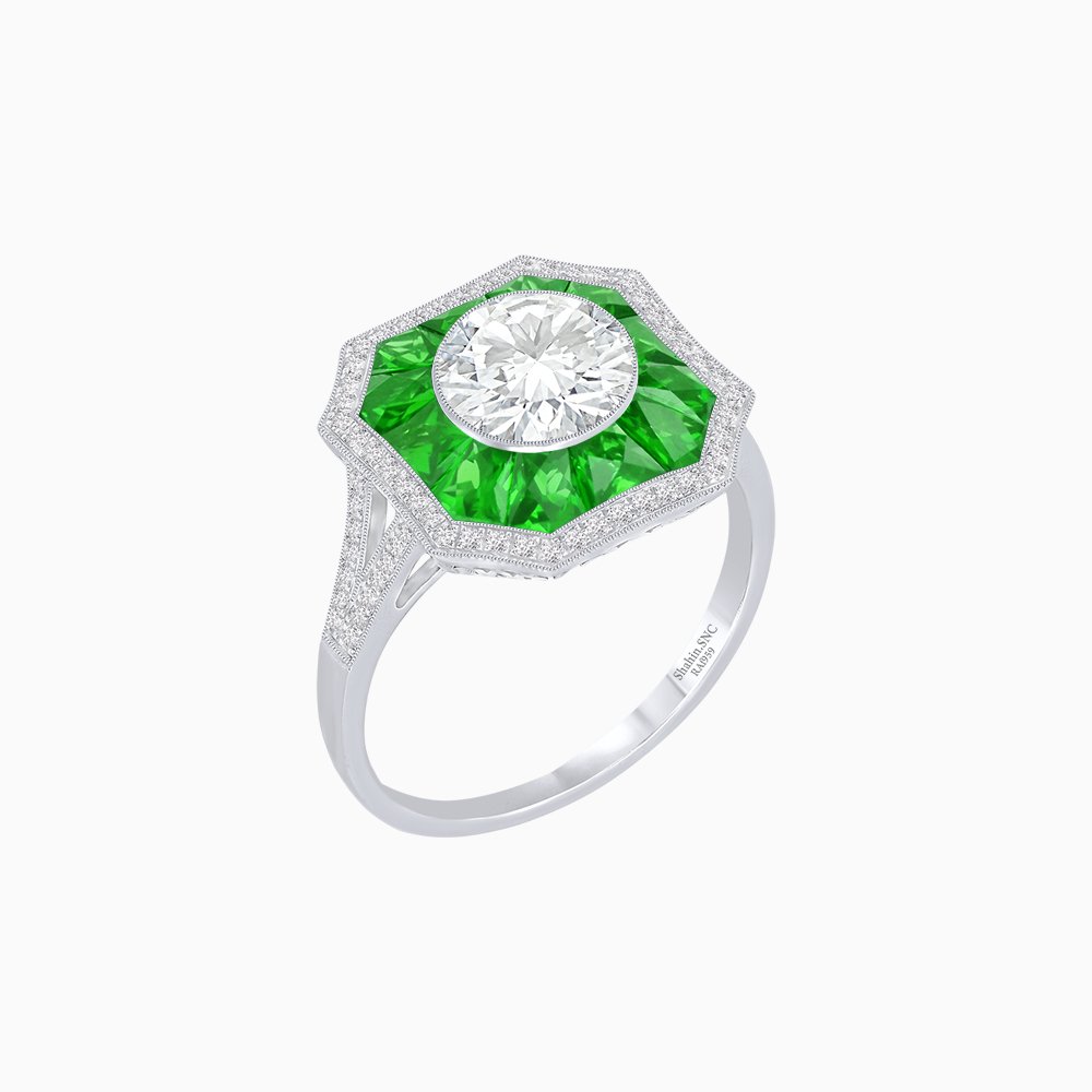 Art Deco Style Diamond Ring - Shahin Jewelry