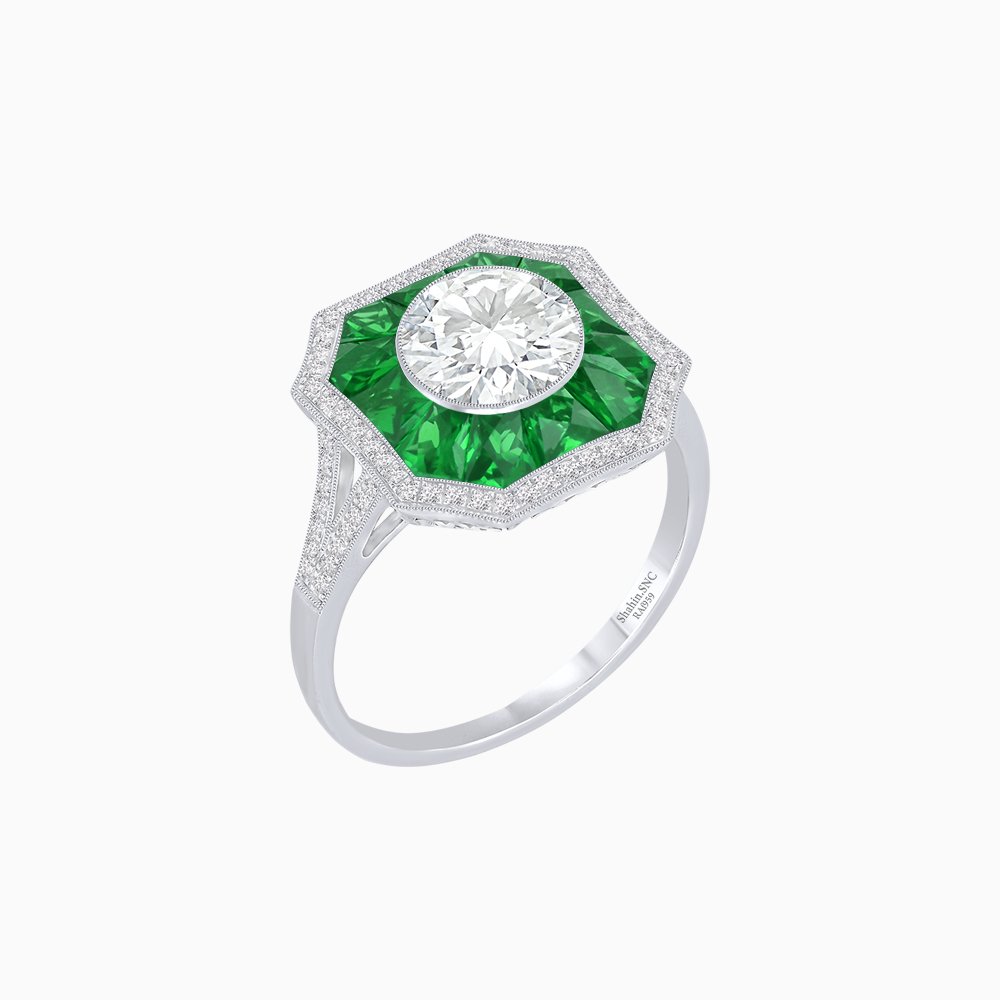 Art Deco Style Diamond Ring - Shahin Jewelry