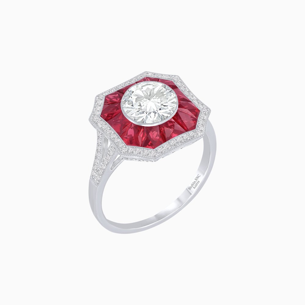 Art Deco Style Diamond Ring - Shahin Jewelry