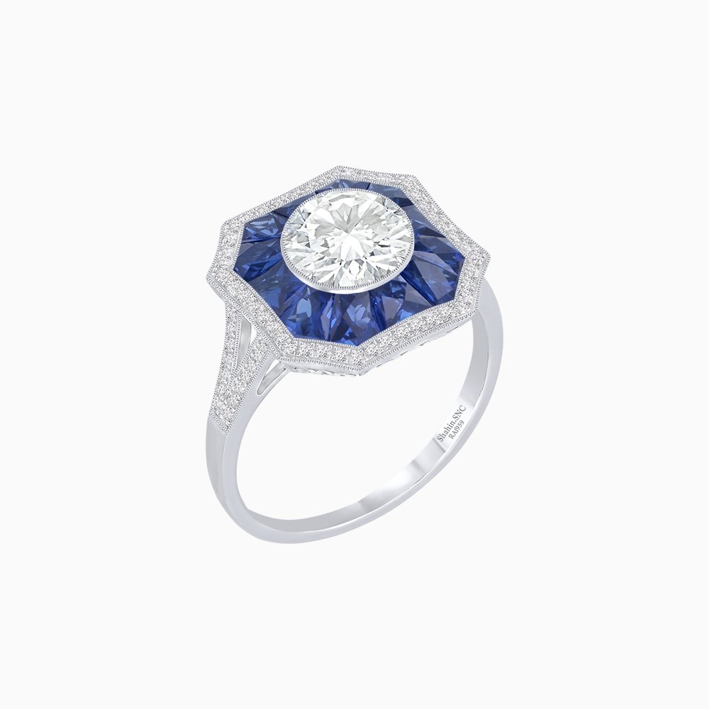 Art Deco Style Diamond Ring - Shahin Jewelry