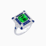 Load image into Gallery viewer, Art Deco Style Double Halo Asscher Cut Ring with Customizable French-Cut Gemstone (Mounting) - Shahin Jewelry