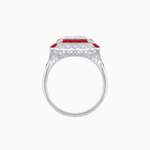 Load image into Gallery viewer, Art Deco Style Double Halo Asscher Cut Ring with Customizable French - Cut Gemstone (Mounting) - Shahin Jewelry
