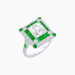 Load image into Gallery viewer, Art Deco Style Double Halo Asscher Cut Ring with Customizable French - Cut Gemstone (Mounting) - Shahin Jewelry
