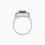 Load image into Gallery viewer, Art Deco Style Double Halo Asscher Cut Ring with Customizable French-Cut Gemstone (Mounting) - Shahin Jewelry