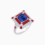 Load image into Gallery viewer, Art Deco Style Double Halo Asscher Cut Ring with Customizable French-Cut Gemstone (Mounting) - Shahin Jewelry