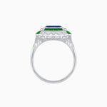 Load image into Gallery viewer, Art Deco Style Double Halo Asscher Cut Ring with Customizable French-Cut Gemstone (Mounting) - Shahin Jewelry