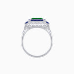 Load image into Gallery viewer, Art Deco Style Double Halo Asscher Cut Ring with Customizable French-Cut Gemstone (Mounting) - Shahin Jewelry