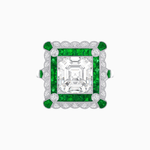 Load image into Gallery viewer, Art Deco Style Double Halo Asscher Cut Ring with Customizable French - Cut Gemstone (Mounting) - Shahin Jewelry
