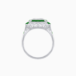 Load image into Gallery viewer, Art Deco Style Double Halo Asscher Cut Ring with Customizable French - Cut Gemstone (Mounting) - Shahin Jewelry
