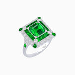 Load image into Gallery viewer, Art Deco Style Double Halo Asscher Cut Ring with Customizable French-Cut Gemstone (Mounting) - Shahin Jewelry