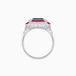 Load image into Gallery viewer, Art Deco Style Double Halo Asscher Cut Ring with Customizable French-Cut Gemstone (Mounting) - Shahin Jewelry