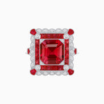 Load image into Gallery viewer, Art Deco Style Double Halo Asscher Cut Ring with Customizable French-Cut Gemstone (Mounting) - Shahin Jewelry