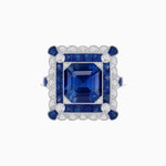 Load image into Gallery viewer, Art Deco Style Double Halo Asscher Cut Ring with Customizable French-Cut Gemstone (Mounting) - Shahin Jewelry