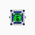 Load image into Gallery viewer, Art Deco Style Double Halo Asscher Cut Ring with Customizable French-Cut Gemstone (Mounting) - Shahin Jewelry
