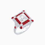 Load image into Gallery viewer, Art Deco Style Double Halo Asscher Cut Ring with Customizable French - Cut Gemstone (Mounting) - Shahin Jewelry
