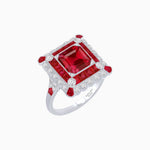 Load image into Gallery viewer, Art Deco Style Double Halo Asscher Cut Ring with Customizable French-Cut Gemstone (Mounting) - Shahin Jewelry