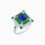 Load image into Gallery viewer, Art Deco Style Double Halo Asscher Cut Ring with Customizable French-Cut Gemstone (Mounting) - Shahin Jewelry