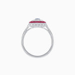Load image into Gallery viewer, Art Deco Style Double Halo Ring Mounting with Emerald Cut Center Stone and Calibre-Cut Gemstone Halo - Shahin Jewelry