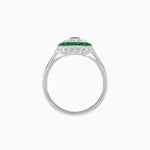 Load image into Gallery viewer, Art Deco Style Double Halo Ring Mounting with Emerald Cut Center Stone and Calibre-Cut Gemstone Halo - Shahin Jewelry