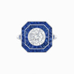 Load image into Gallery viewer, Art Deco Style Double Halo Ring with Diamond - Shahin Jewelry
