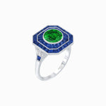 Load image into Gallery viewer, Art Deco Style Double Halo Ring with Gemstone - Shahin Jewelry
