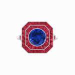 Load image into Gallery viewer, Art Deco Style Double Halo Ring with Gemstone - Shahin Jewelry
