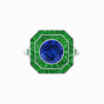 Load image into Gallery viewer, Art Deco Style Double Halo Ring with Gemstone - Shahin Jewelry
