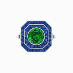 Load image into Gallery viewer, Art Deco Style Double Halo Ring with Gemstone - Shahin Jewelry
