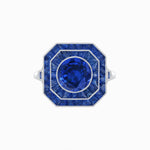 Load image into Gallery viewer, Art Deco Style Double Halo Ring with Gemstone - Shahin Jewelry
