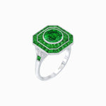 Load image into Gallery viewer, Art Deco Style Double Halo Ring with Gemstone - Shahin Jewelry
