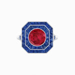 Load image into Gallery viewer, Art Deco Style Double Halo Ring with Gemstone - Shahin Jewelry
