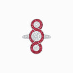 Load image into Gallery viewer, Art Deco Style Dress Ring with Diamond and Gemstone - Shahin Jewelry
