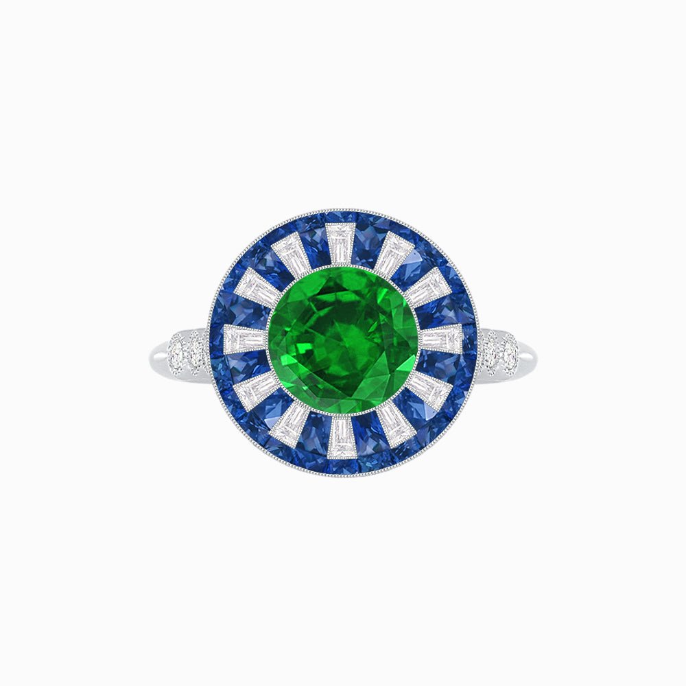 Art Deco Style Dress Ring With Gemstone - Shahin Jewelry