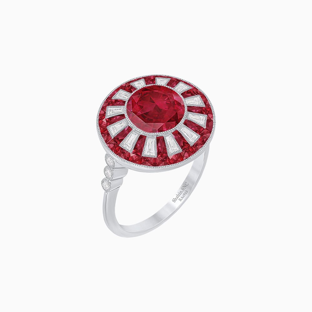 Art Deco Style Dress Ring With Gemstone - Shahin Jewelry