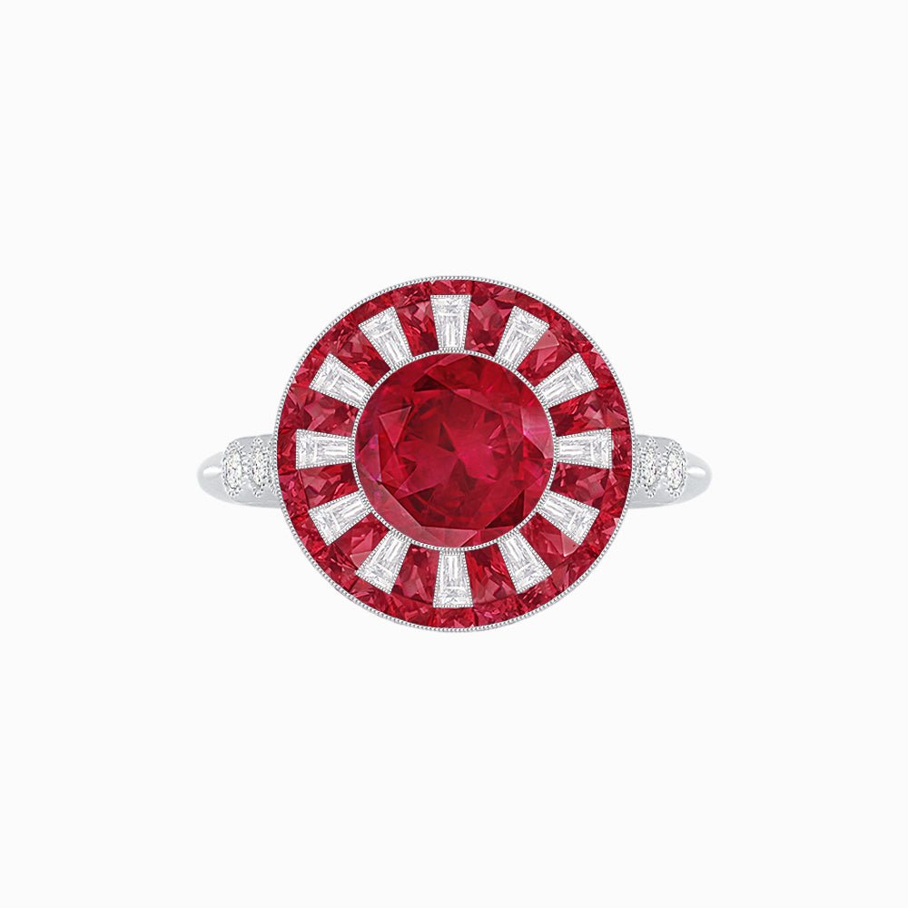 Art Deco Style Dress Ring With Gemstone - Shahin Jewelry