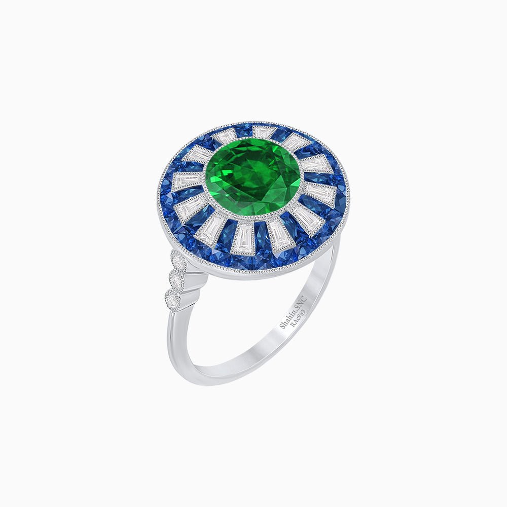 Art Deco Style Dress Ring With Gemstone - Shahin Jewelry