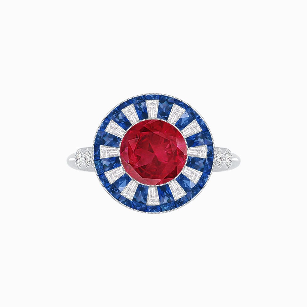 Art Deco Style Dress Ring With Gemstone - Shahin Jewelry