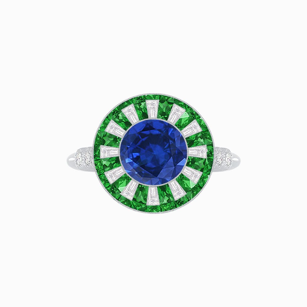 Art Deco Style Dress Ring With Gemstone - Shahin Jewelry