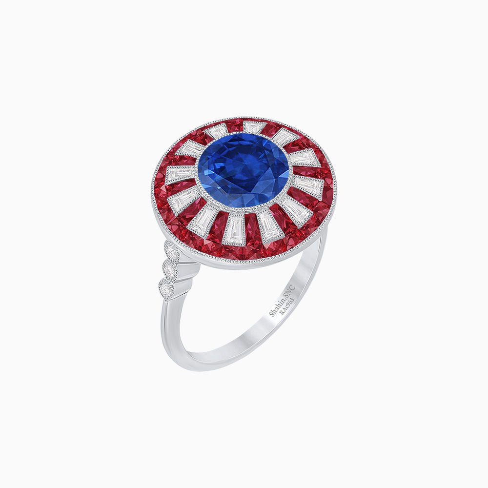 Art Deco Style Dress Ring With Gemstone - Shahin Jewelry